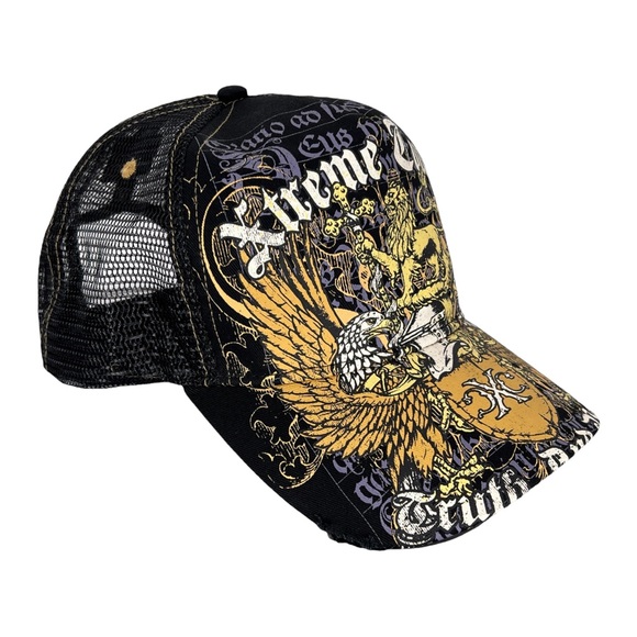 Xtreme Couture By Affliction Men's Trucker Hat Truth Style Biker Tattoos - Picture 2 of 6
